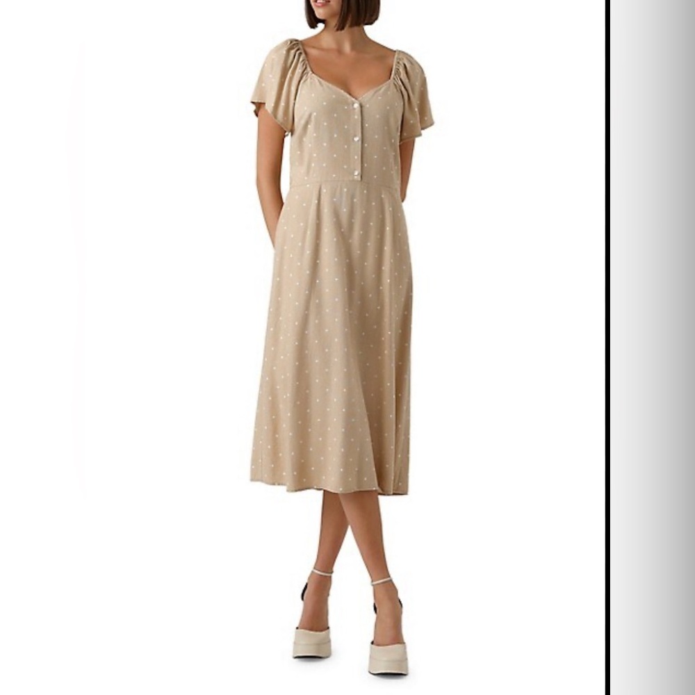 Vero Moda Beige Polka Dot Midi Dress